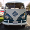 Blue White Vw Bus Straight On Image